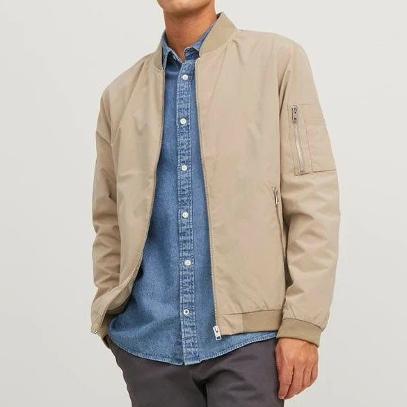 JACK & JONES BOMBER JOMER BOMBER BEIGE 12165203/SWX-MHI-2022 BEIGE