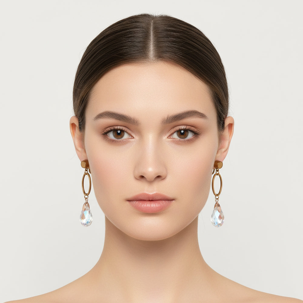 Boucle d'oreille goutte jaune