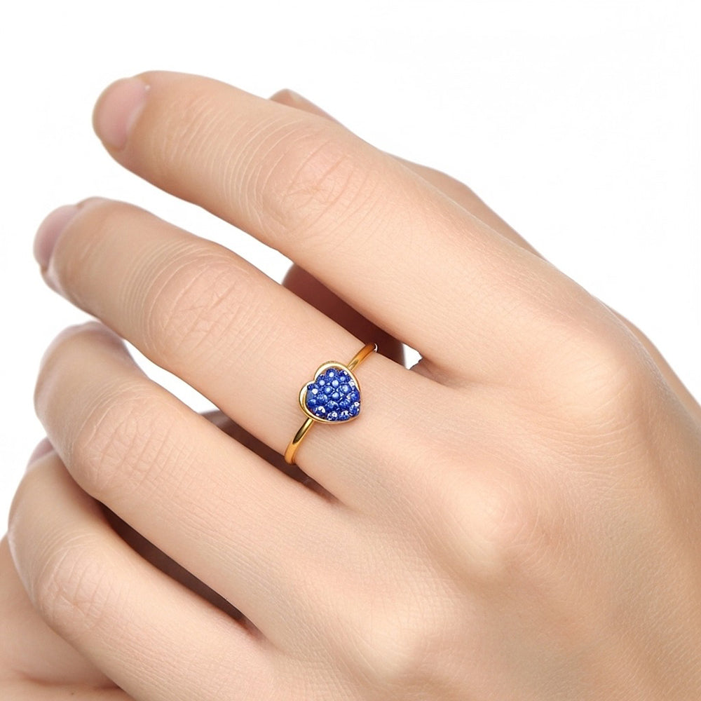 bague fine coeur bleu