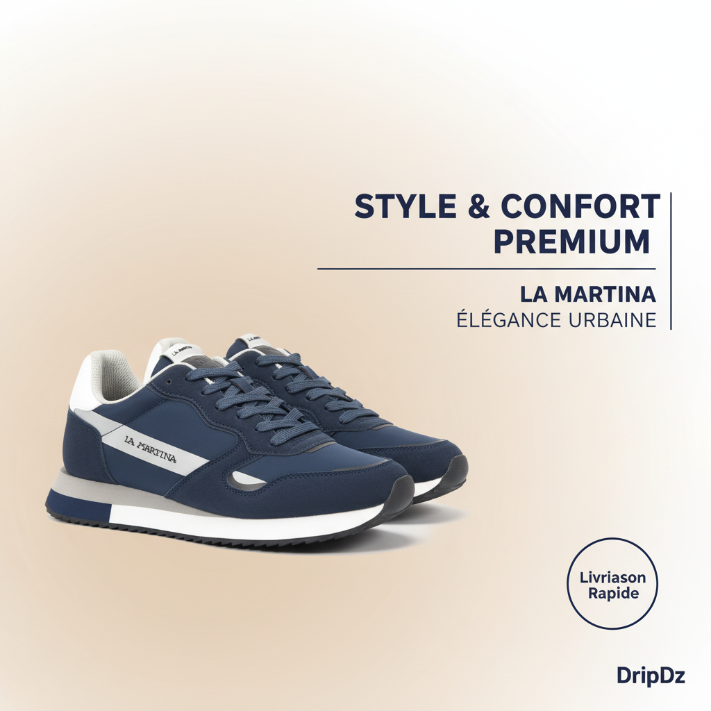 La Martina Low Sneakers Blue Leather LFM252.040.A70.BT