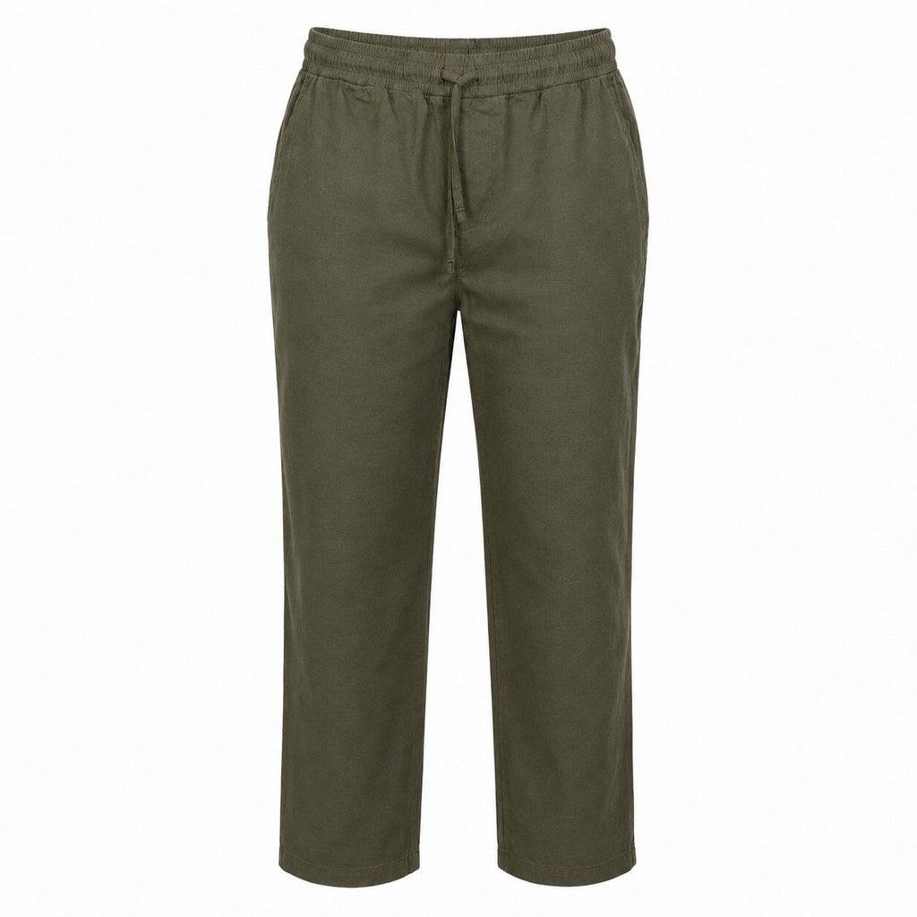 Départ Homme Pantalon en Lin Vert Khaki MG191-G21-000871