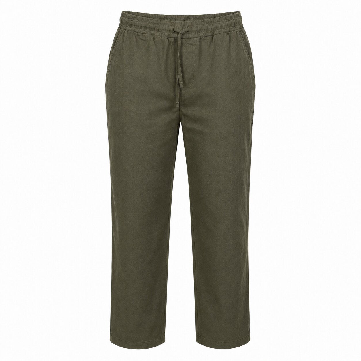 Départ Homme Pantalon en Lin Vert Khaki MG191-G21-000871