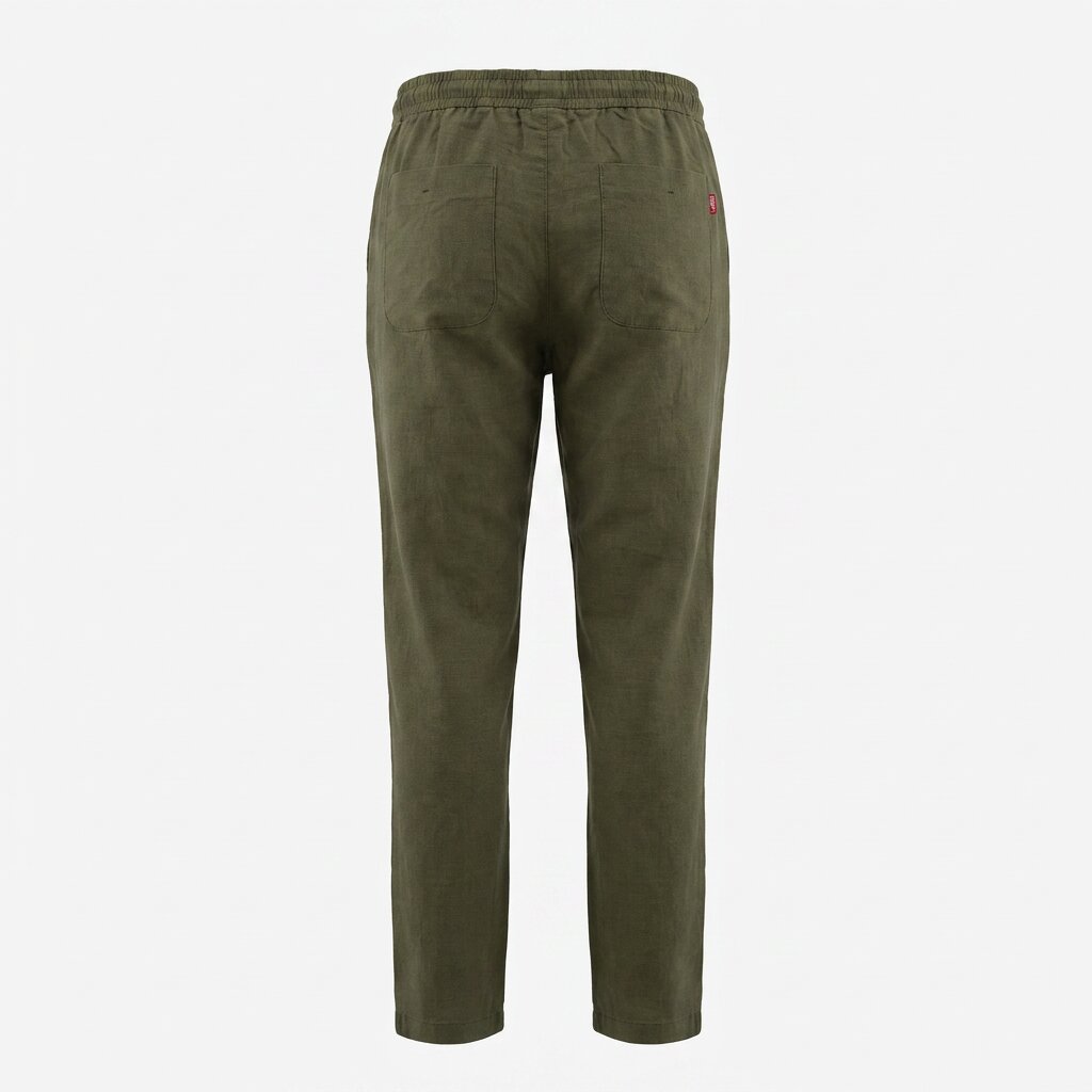 Départ Homme Pantalon en Lin Vert Khaki MG191-G21-000871