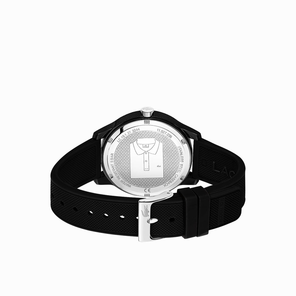 2011134 \ Montre Lacoste.12.12 Holiday à 3 aiguilles - Modèle noir avec bracelet en silicone