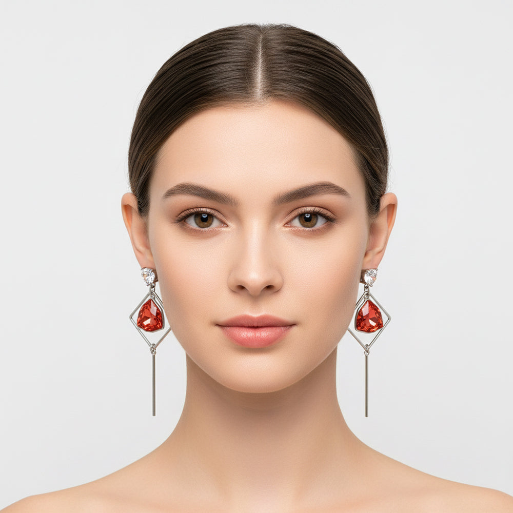boucle d'oreille pendantes triangle -orange