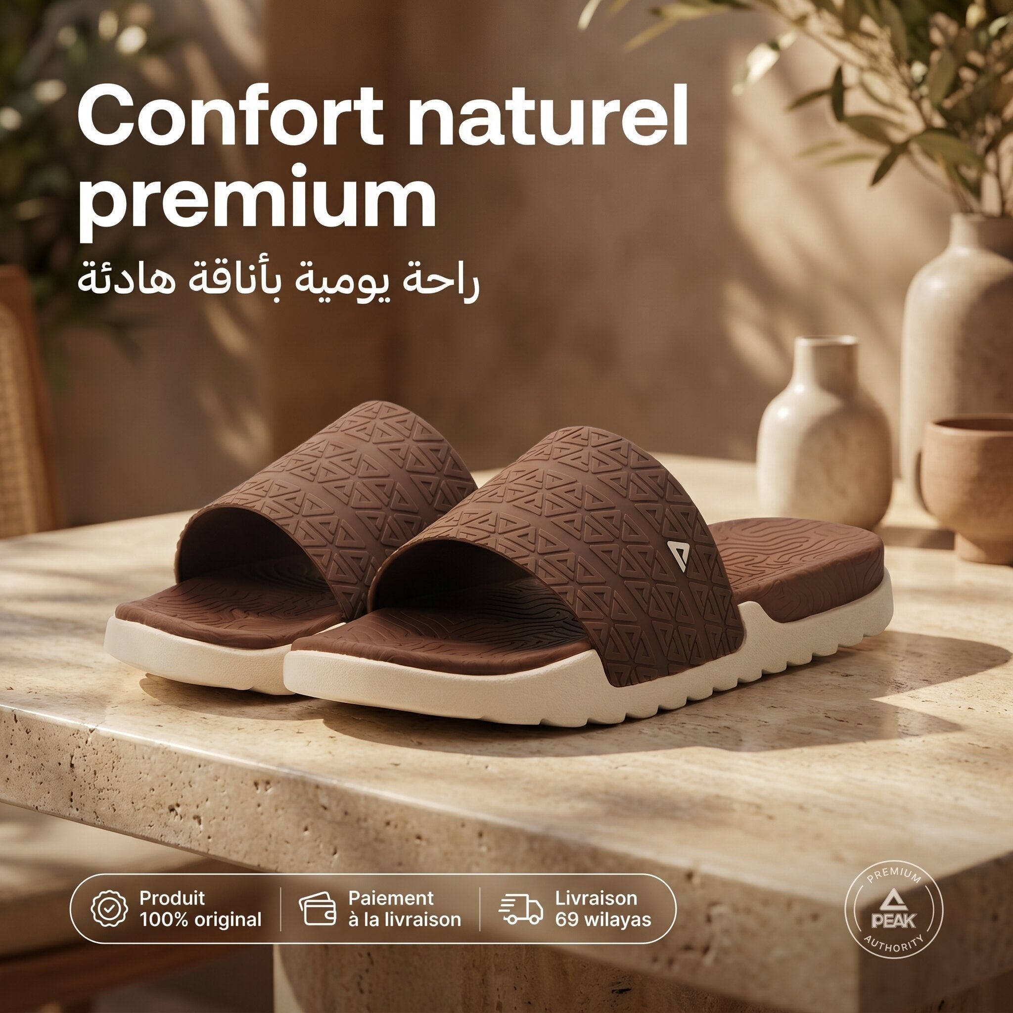 Peak Slippers Brown E02767L-00R2