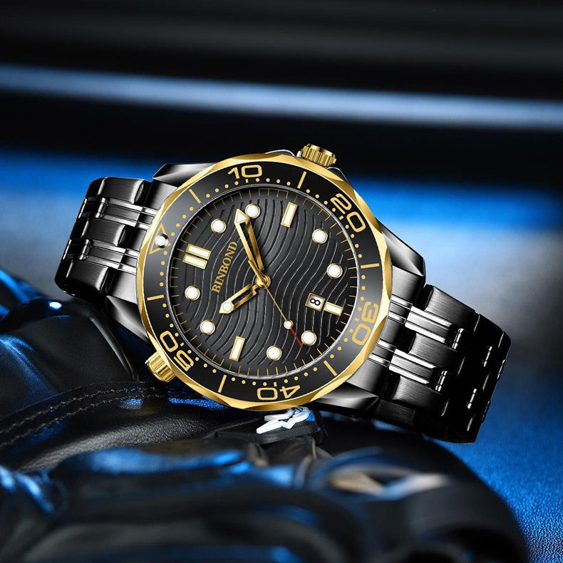 ساعة بينبوند للرجال باللون الأسود الذهبي