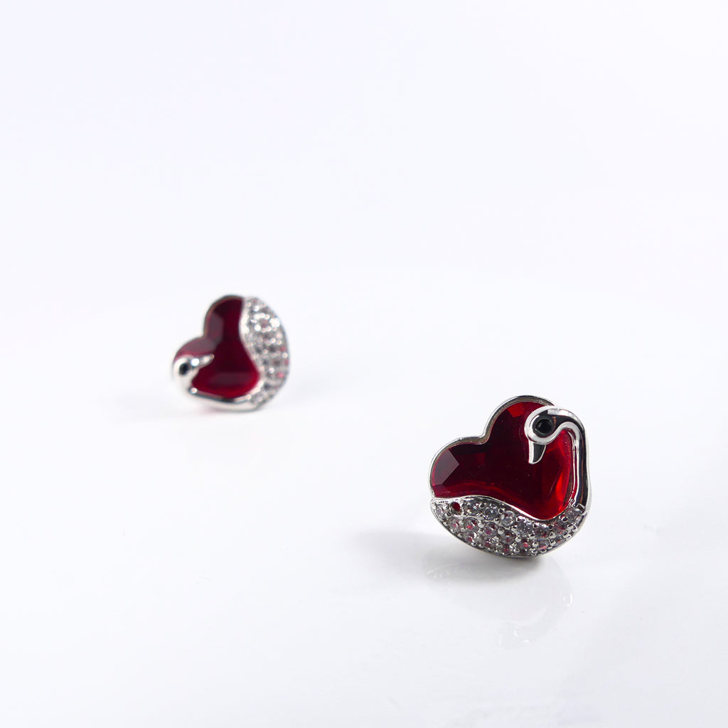 boucle d'oreille coeur rouge
