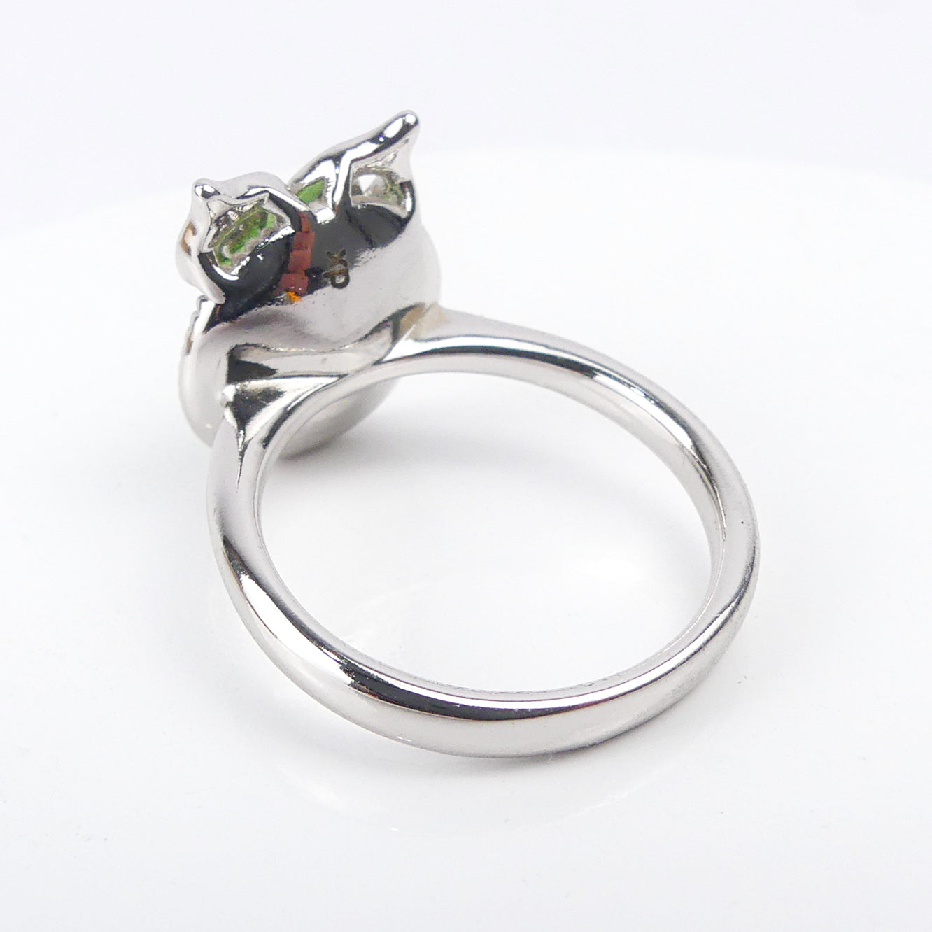 bague pierre hibou  ronde verte