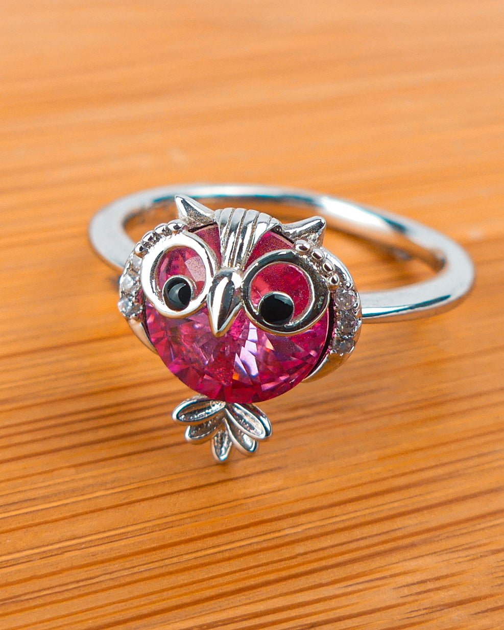 bague pierre hibou rose