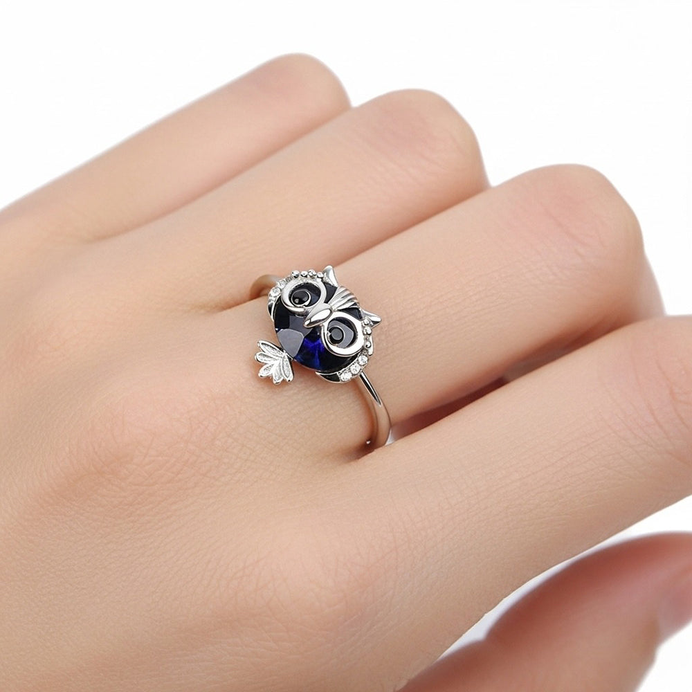 bague pierre hibou bleu nuit