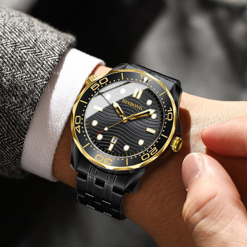 ساعة بينبوند للرجال باللون الأسود الذهبي