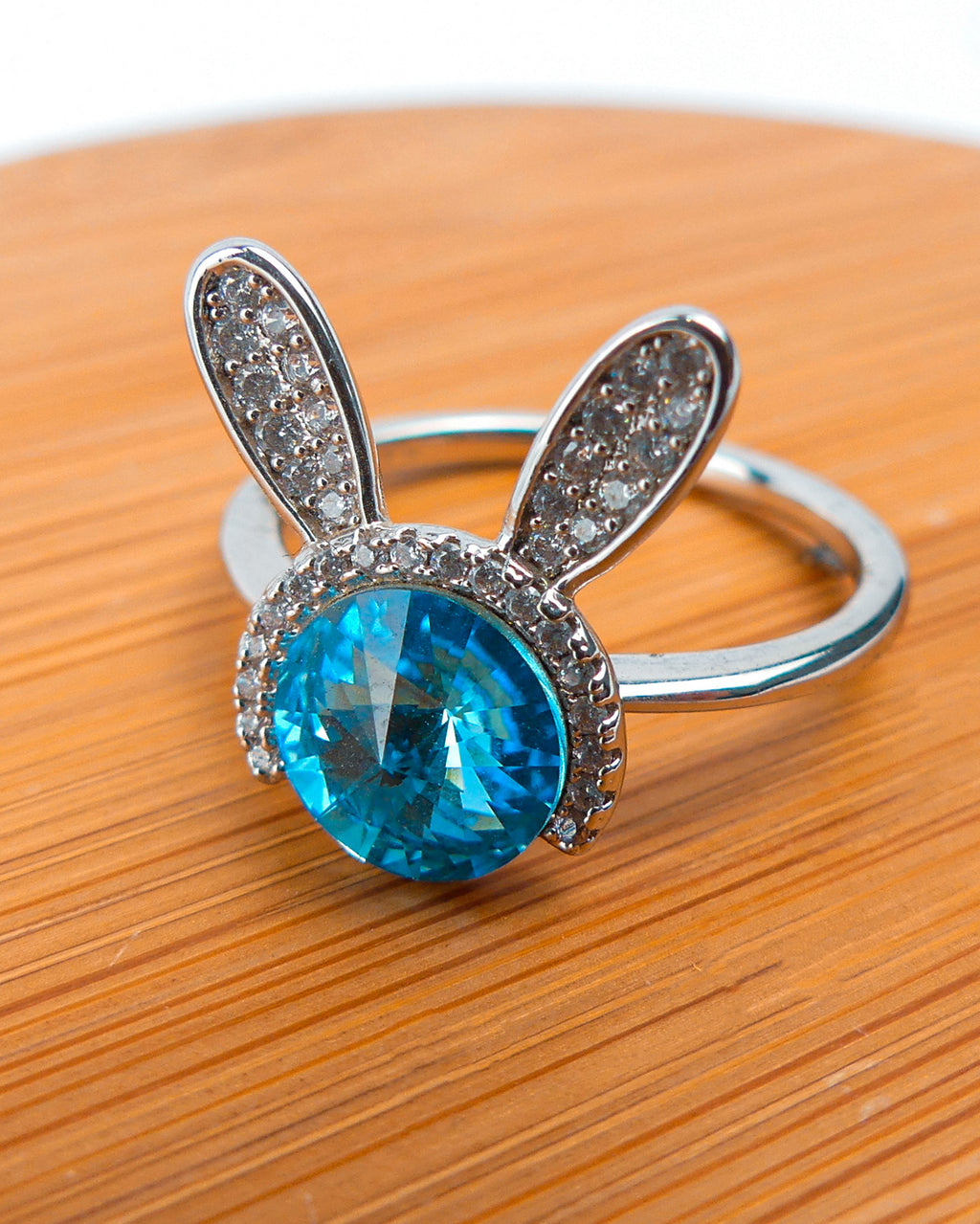 bague lapin bleu -argent-