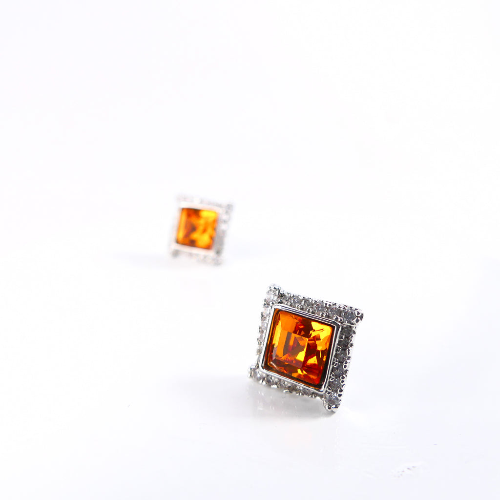 boucle d'oreille carré orange