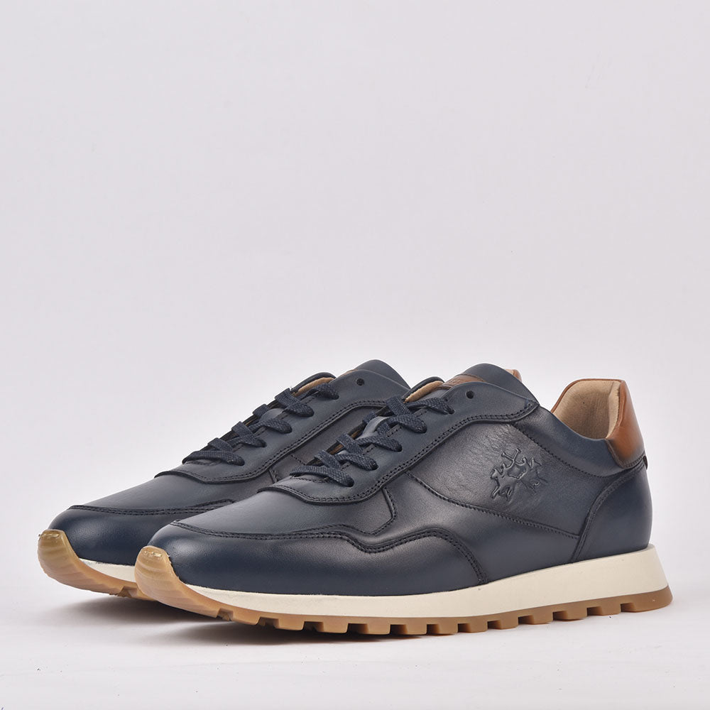 LA MARTINA - حذاء جلدي أزرق/جملي