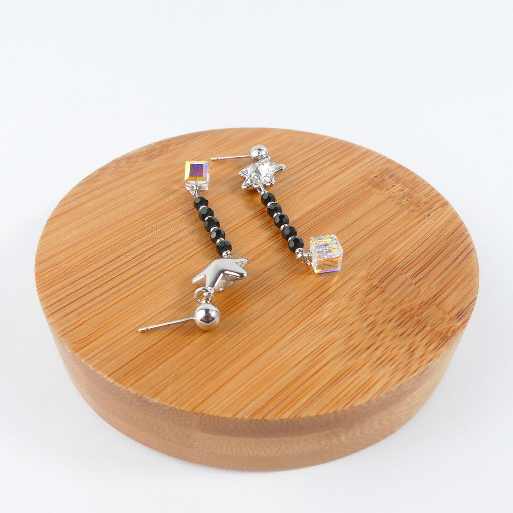 boucle d'oreille pendantes étoile bleu blanc