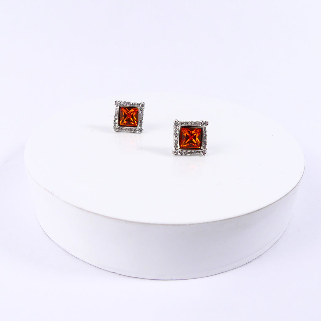 boucle d'oreille carré orange
