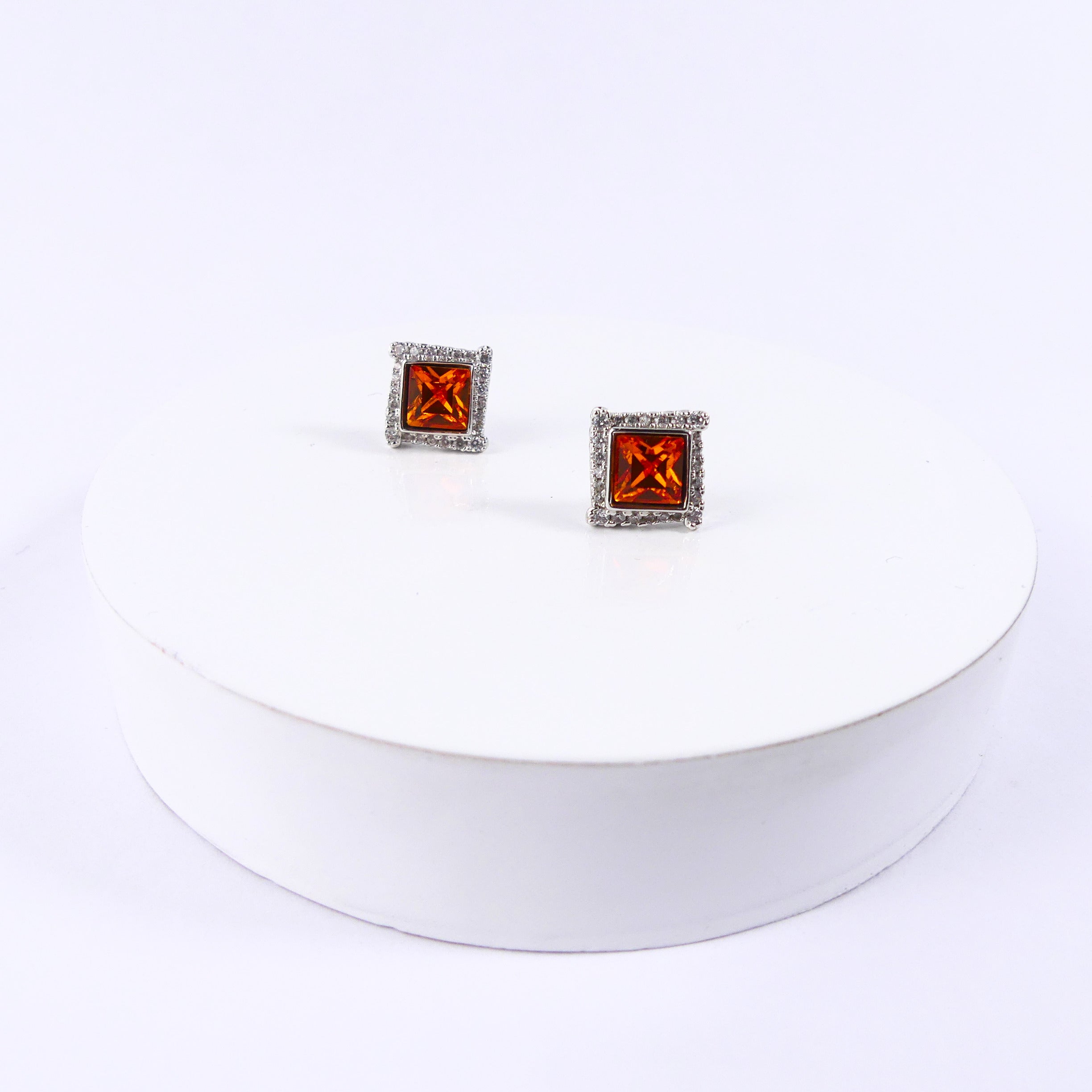 boucle d'oreille carré orange