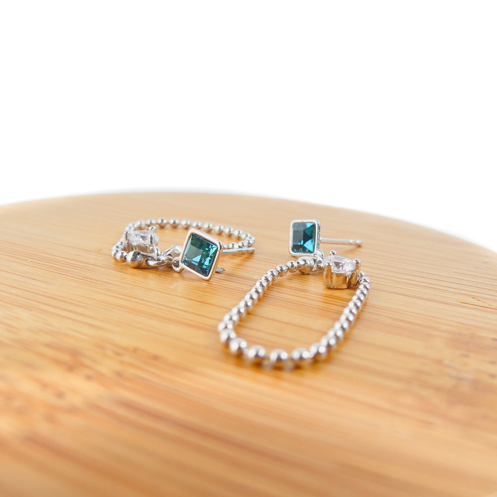 Boucle d'oreille petit carré Blue