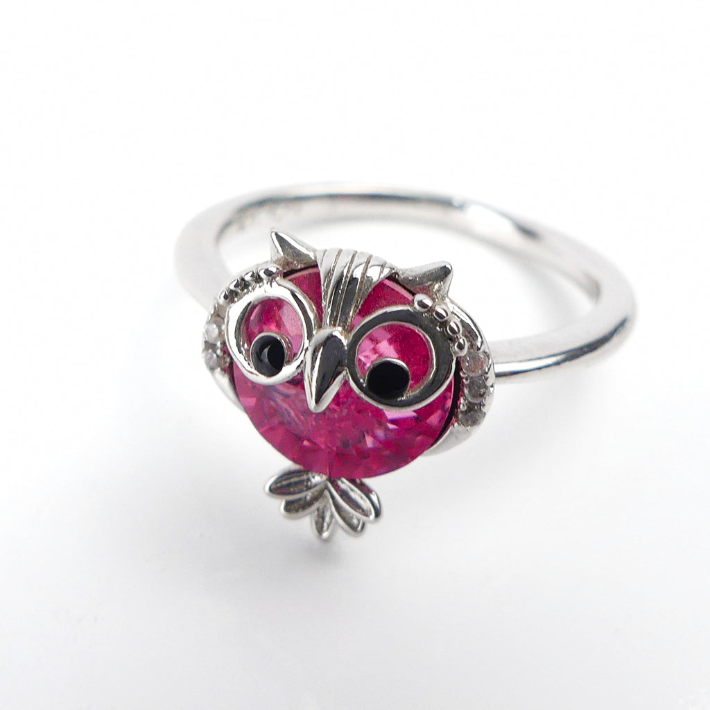 bague pierre hibou rose