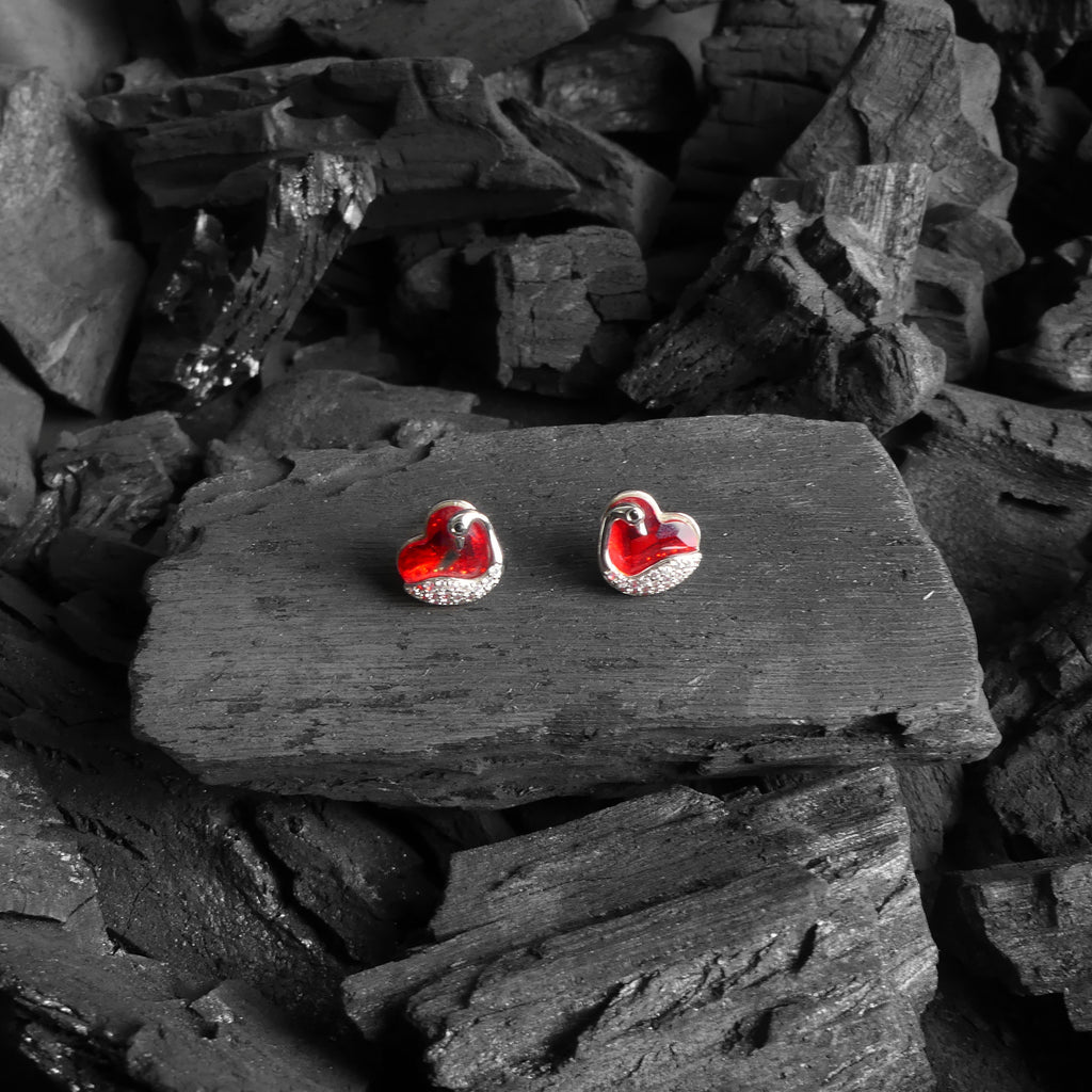 boucle d'oreille coeur rouge