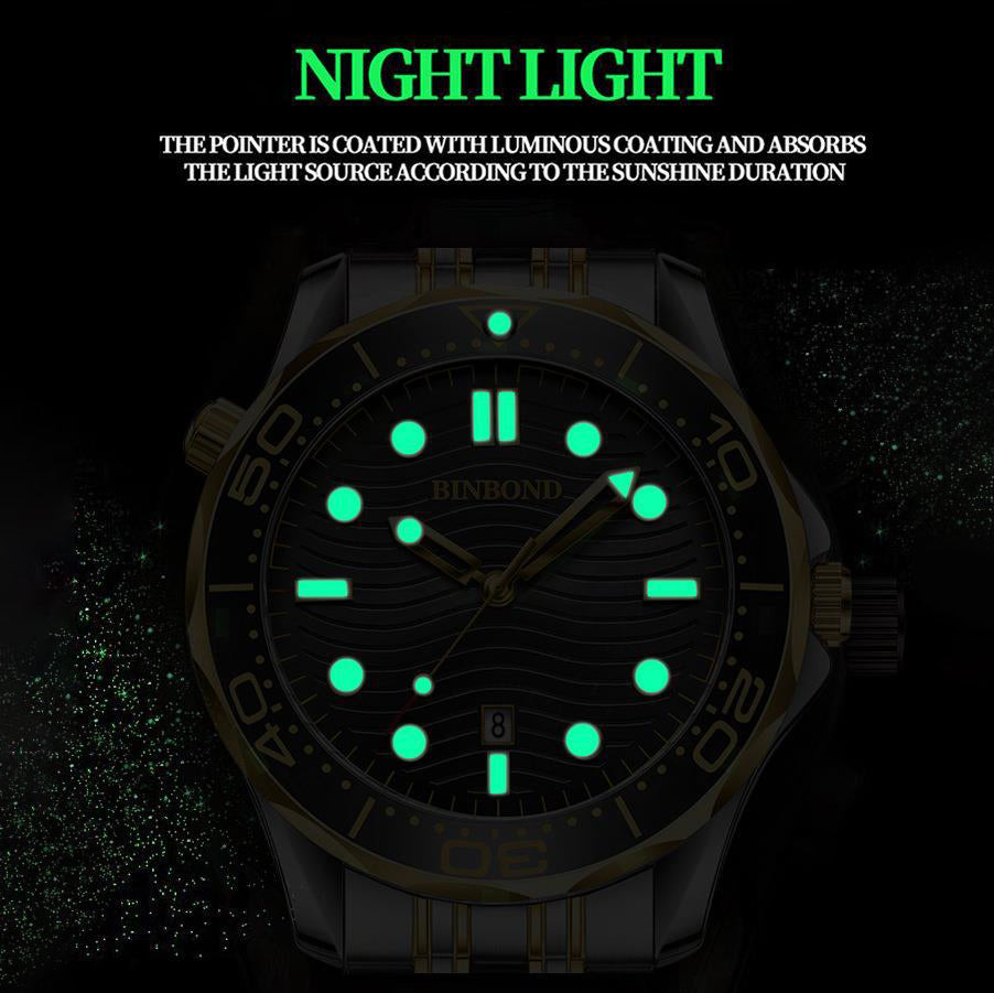 ساعة بينبوند للرجال باللون الأسود الذهبي