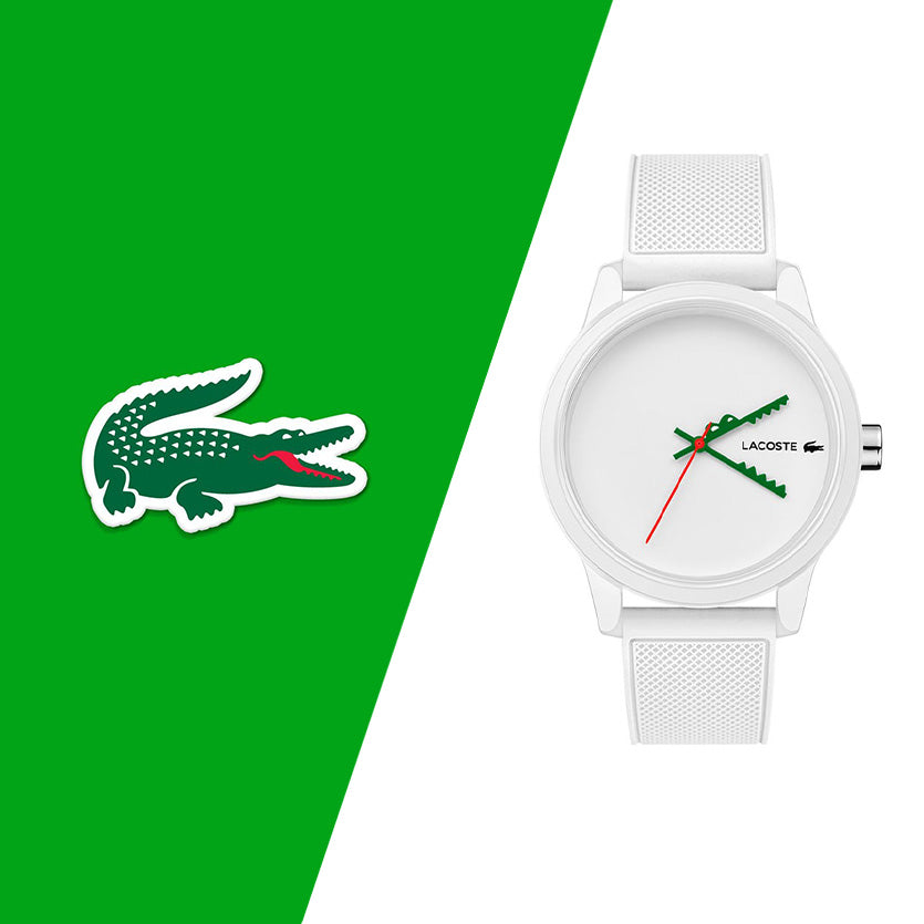 2011069\ Lacoste Montre Analogique à Quartz pour Homme avec Bracelet en Silicone Blanc