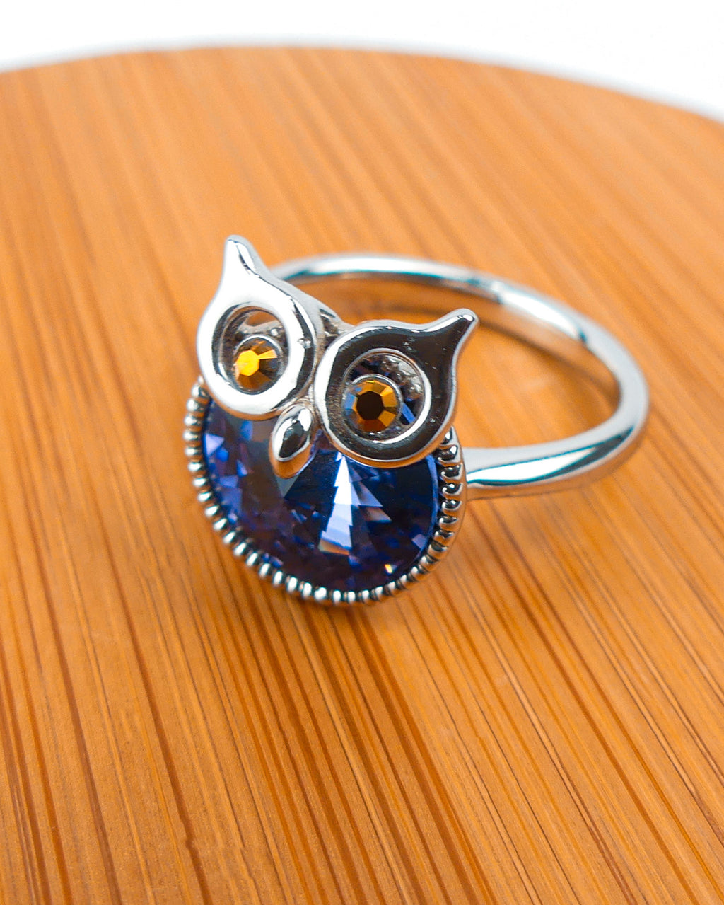 bague pierre hibou  rende bleu