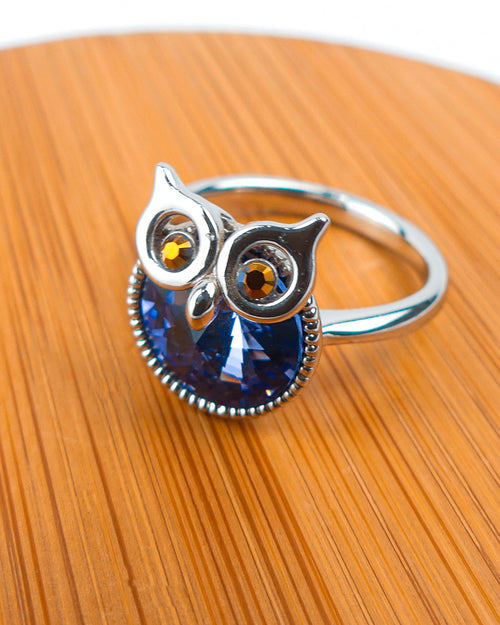 bague pierre hibou  rende bleu