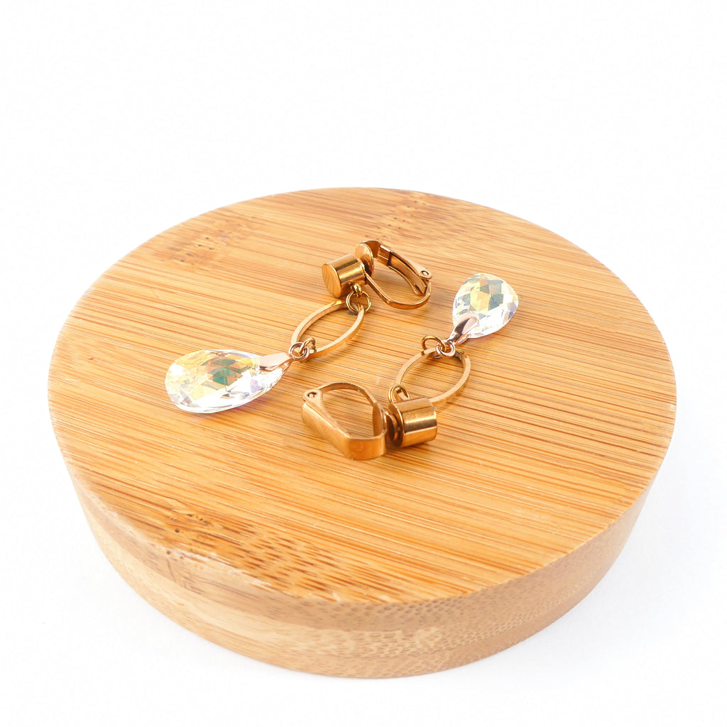 Boucle d'oreille goutte jaune