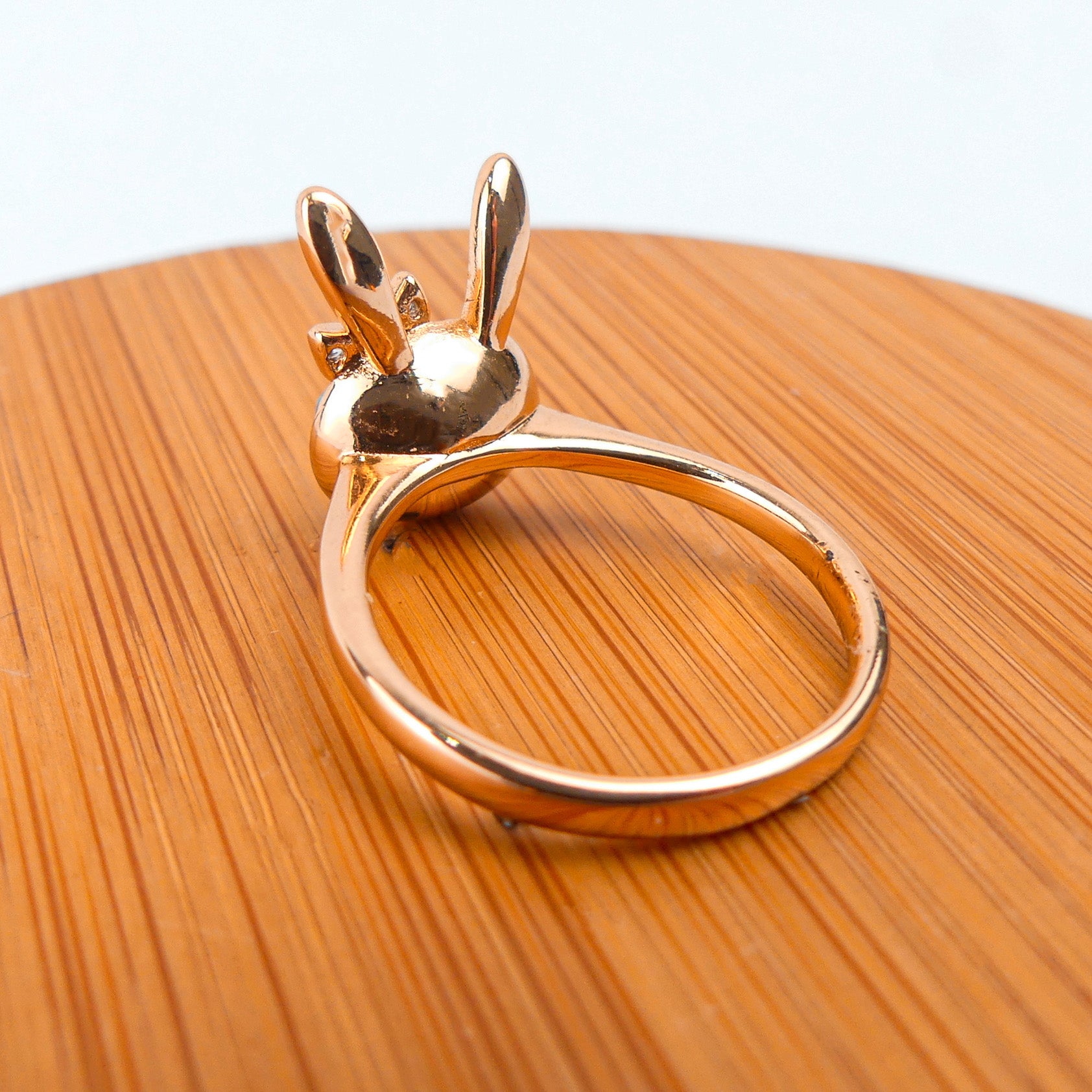 bague lapin blanc-plaqué or