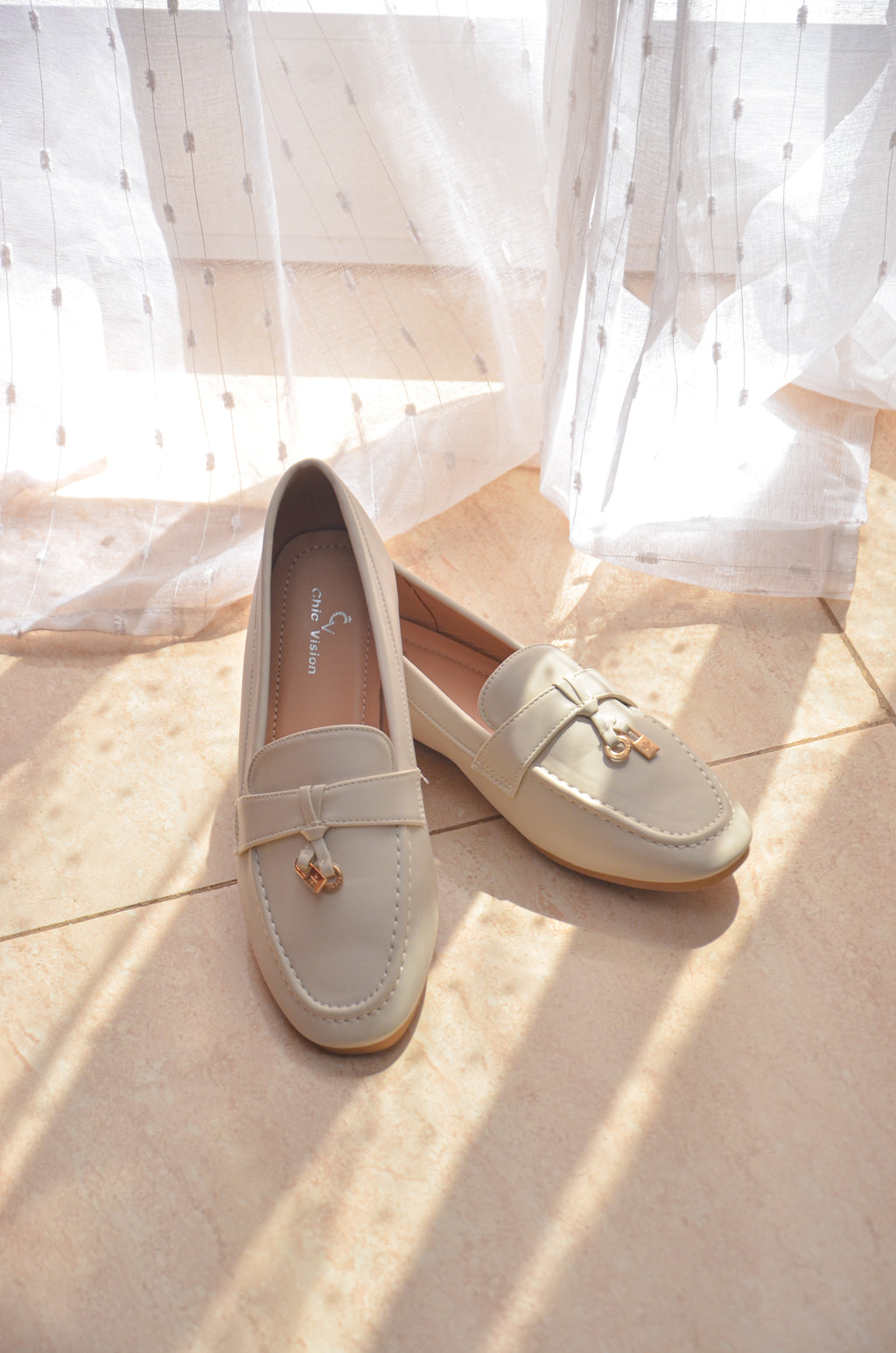 Mocassins femme beige