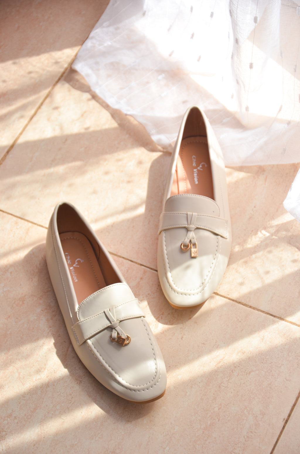 Mocassins femme beige
