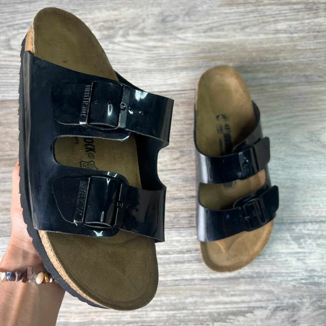 Sandales homme noir vernis