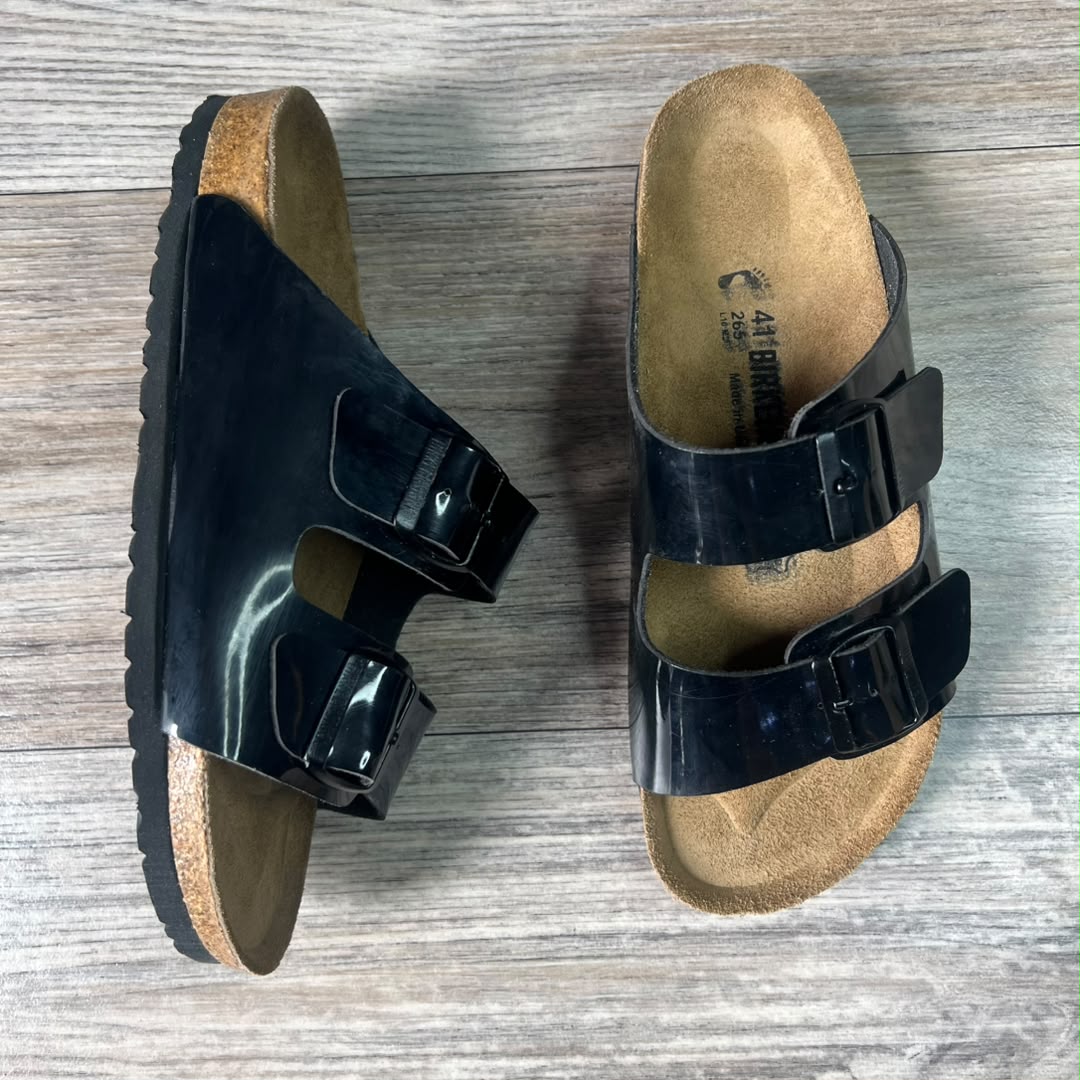 Sandales homme noir vernis
