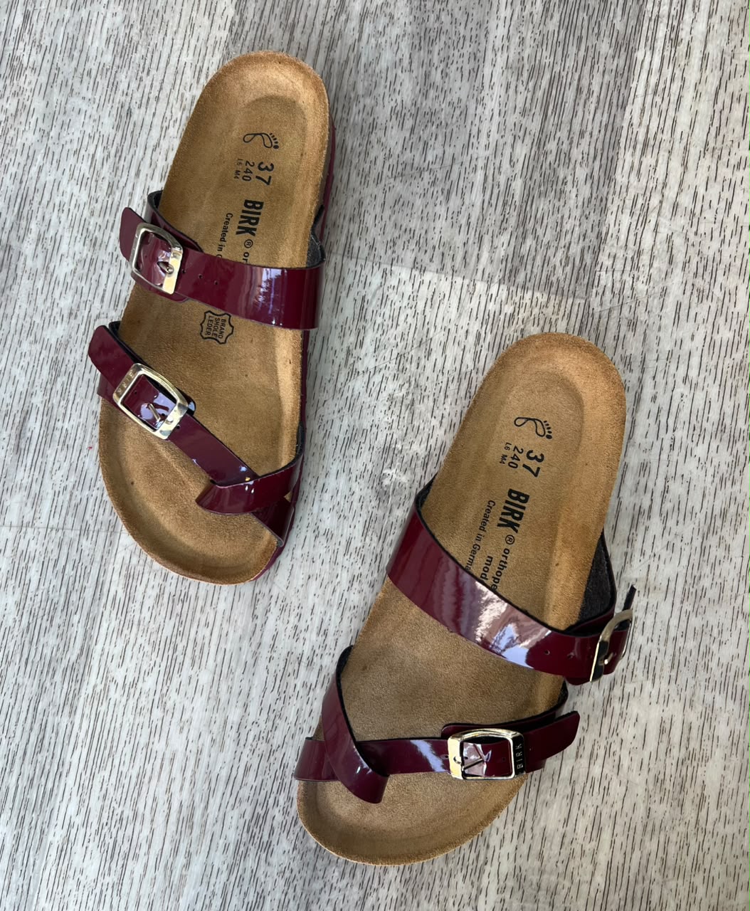 Sandales femme bordeaux vernis
