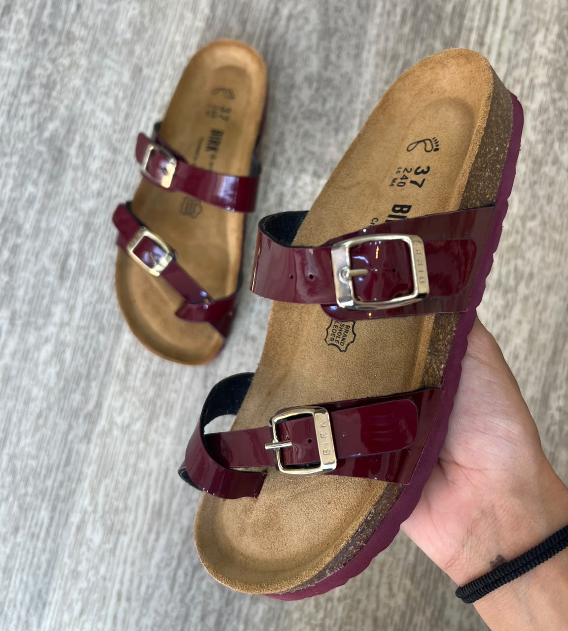 Sandales femme bordeaux vernis
