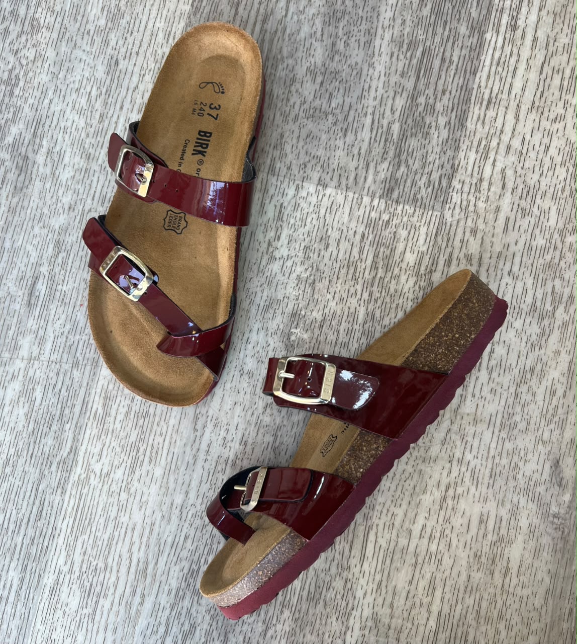 Sandales femme bordeaux vernis