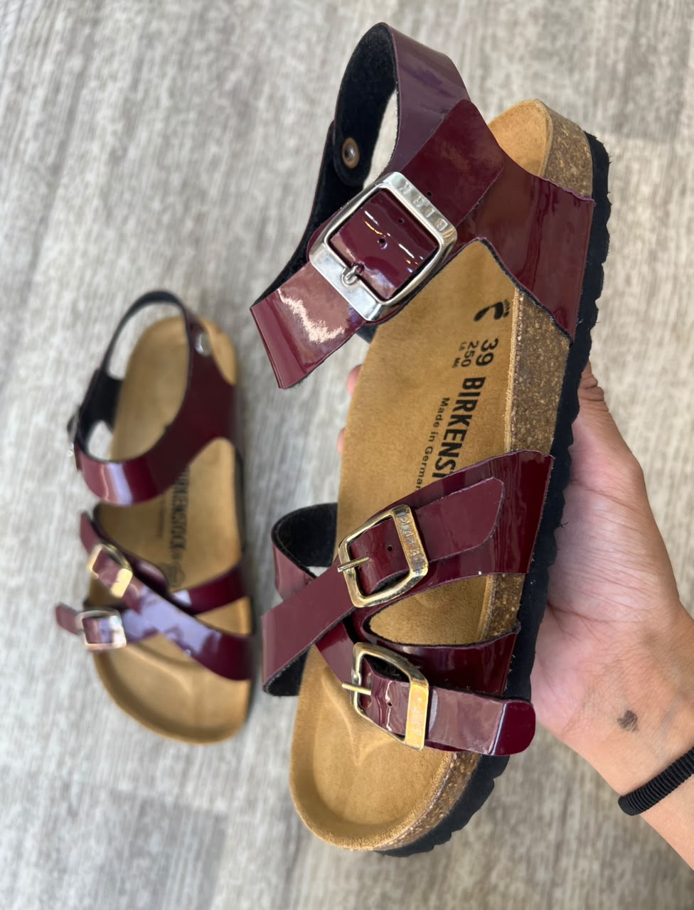 Sandales femme bordeaux vernis