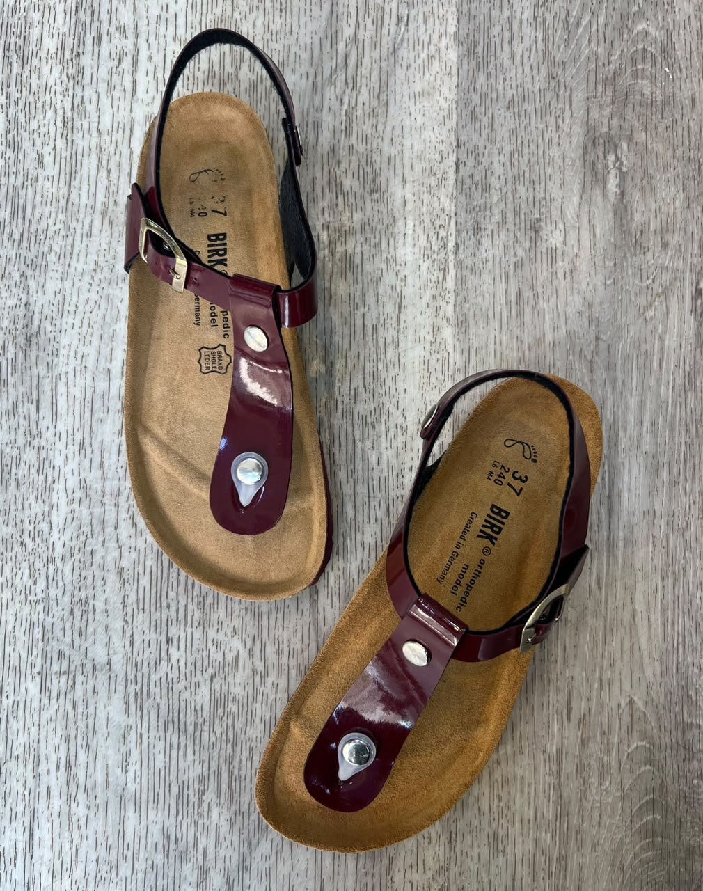 Sandales femme bordeaux vernis