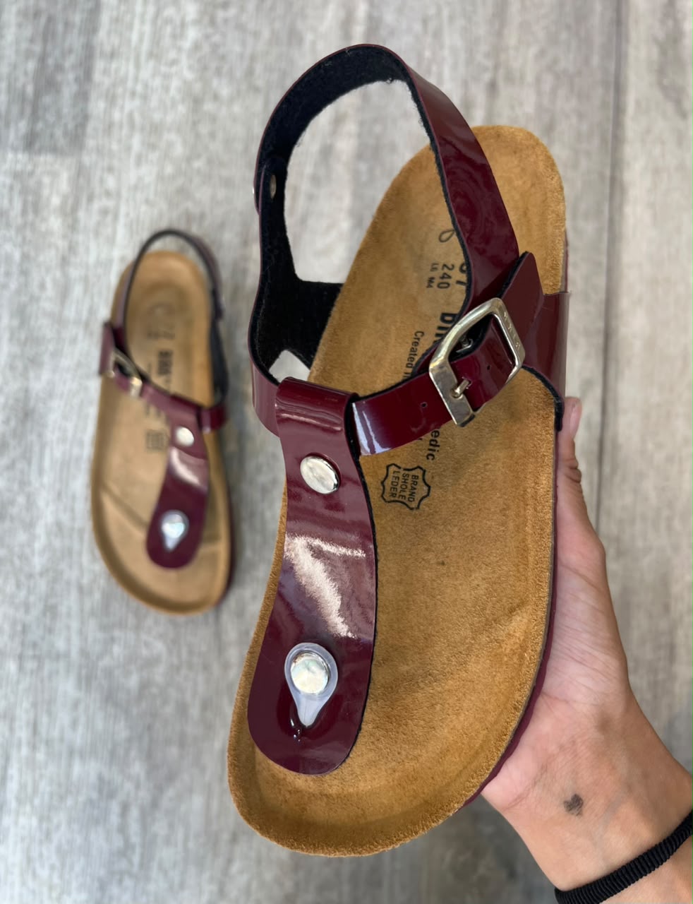 Sandales femme bordeaux vernis