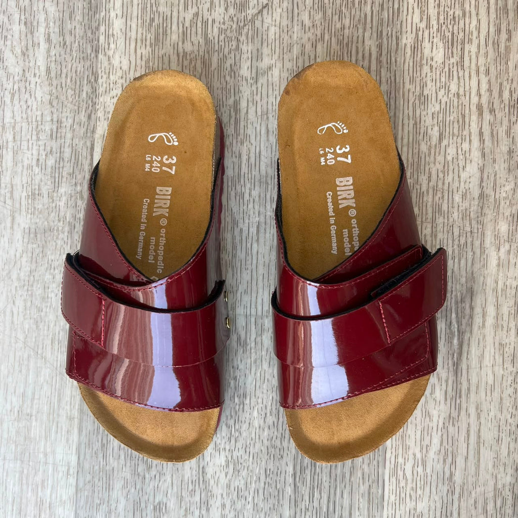 Sandales femme bordeaux vernis