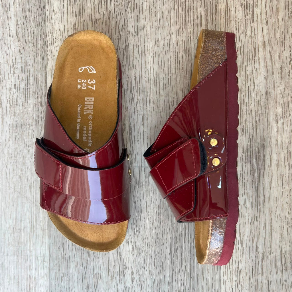 Sandales femme bordeaux vernis