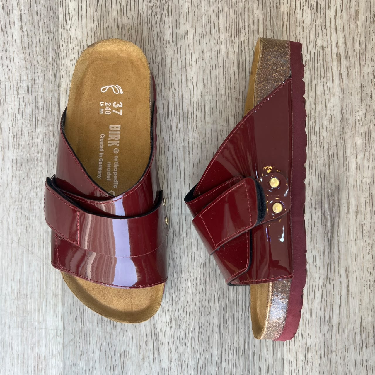 Sandales femme bordeaux vernis