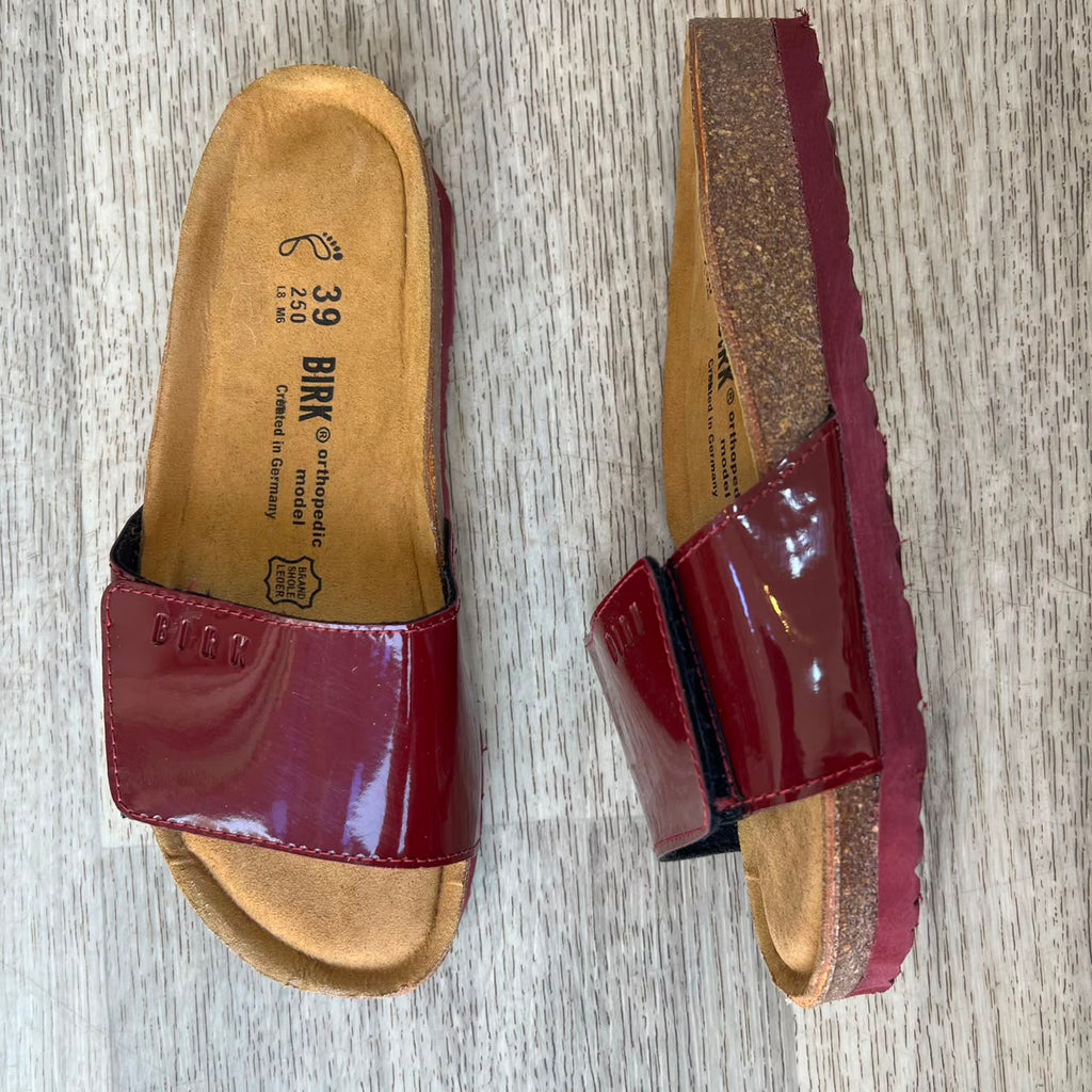 Sandales femme bordeaux vernis