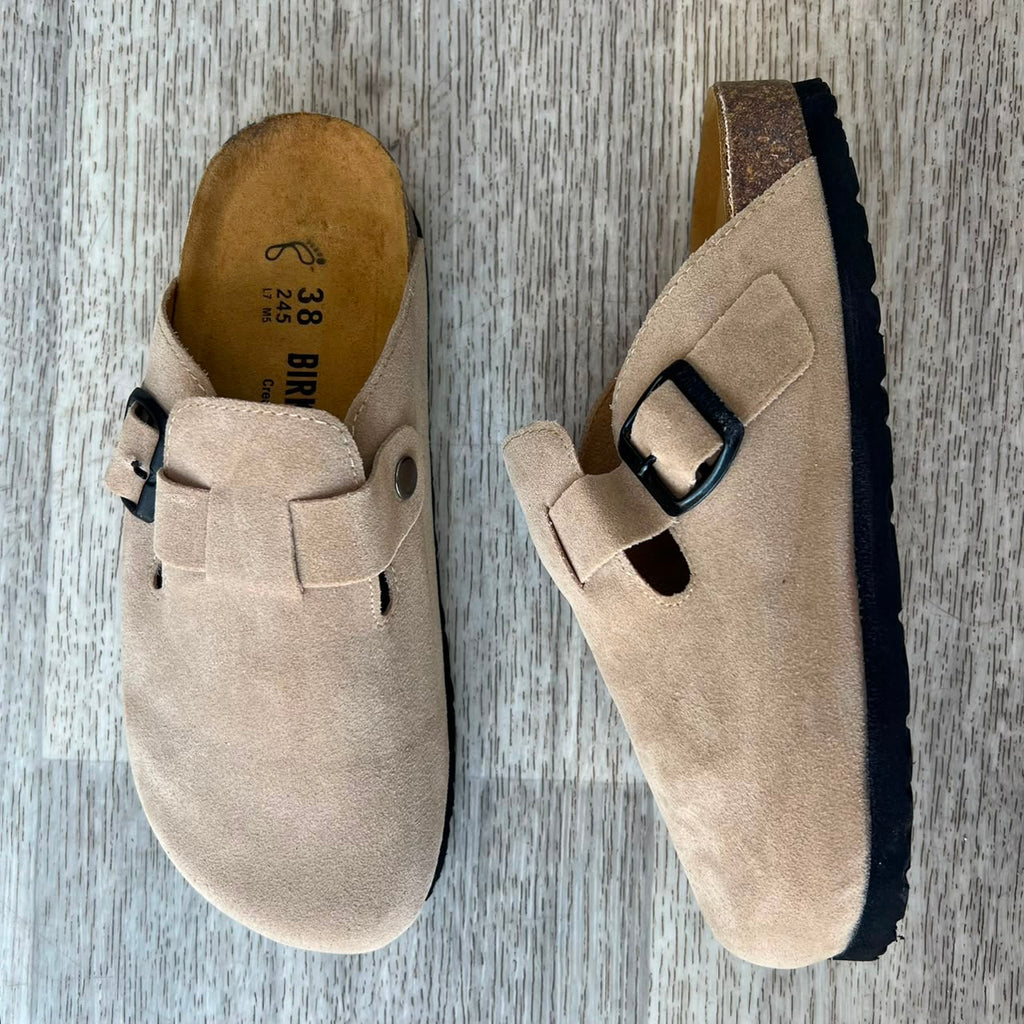 Sabots femme nubuck beige