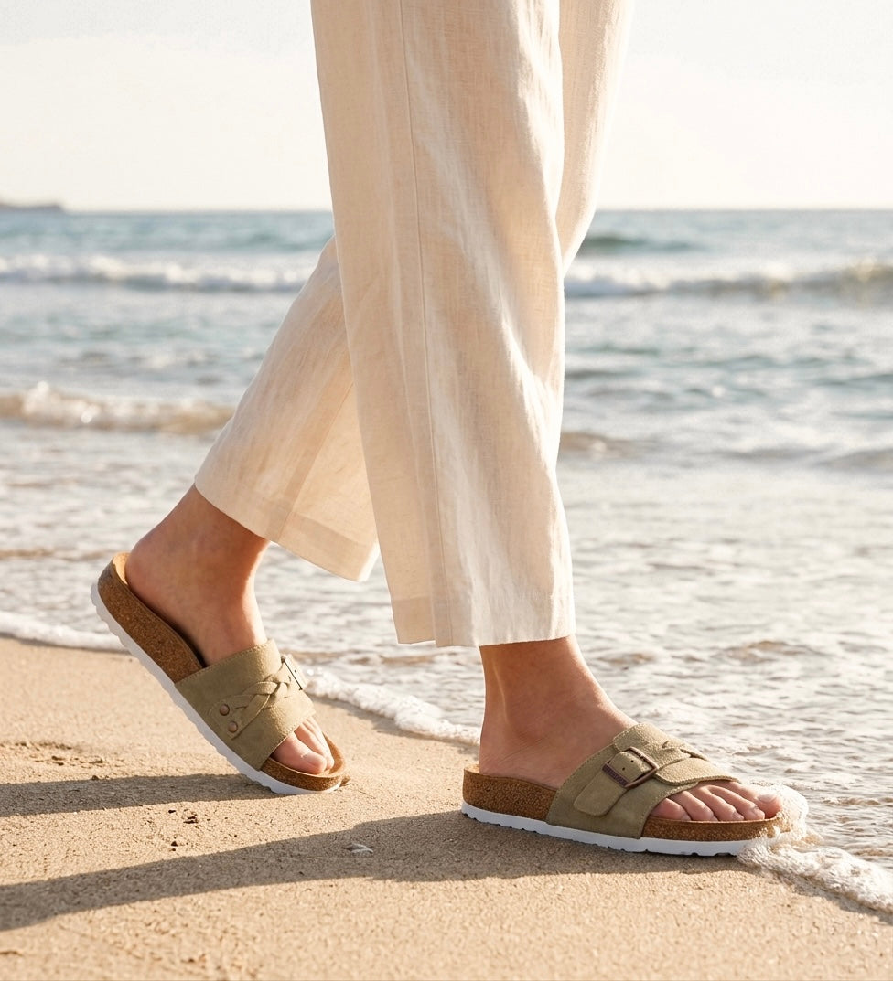 Sandales femme nubuck sable