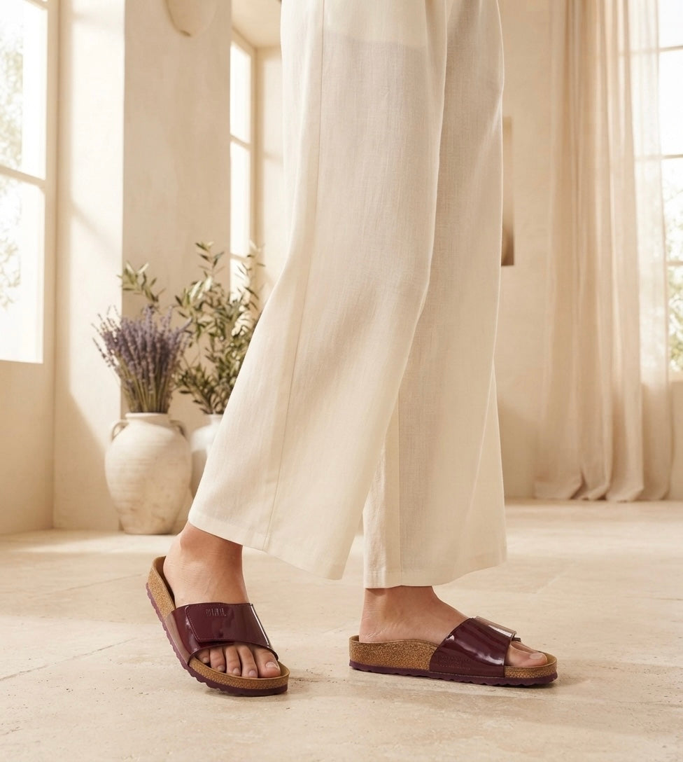 Sandales femme bordeaux vernis