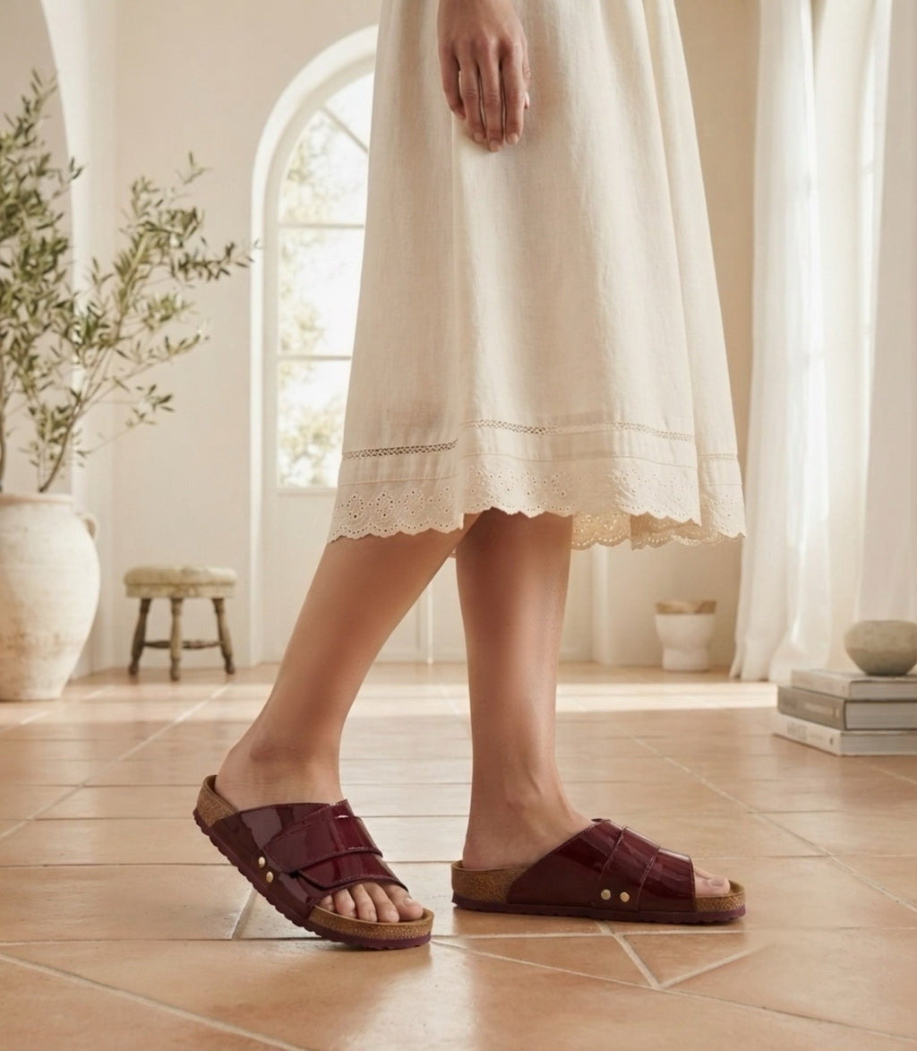 Sandales femme bordeaux vernis