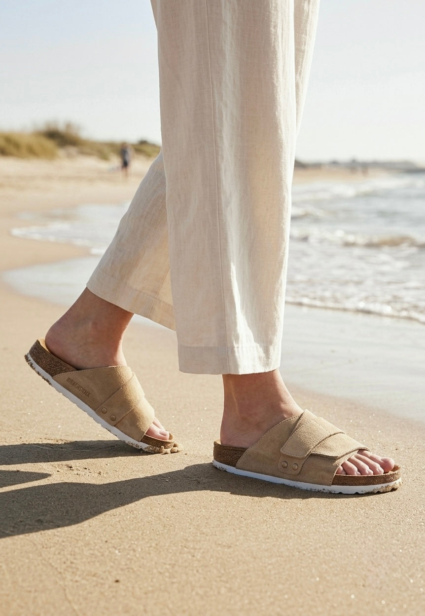 Sandales femme nubuck beige